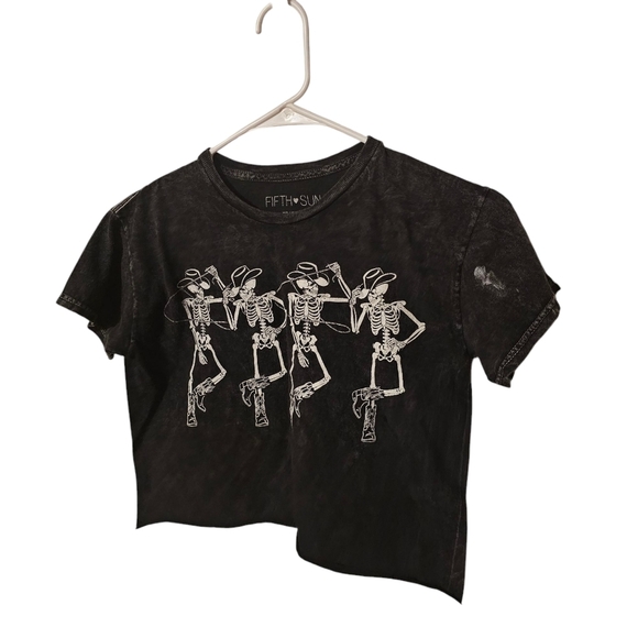 Fifth‎ Sun Cropped T-Shirt-Womens-XSmall-Stone Washed Black - Picture 1 of 3